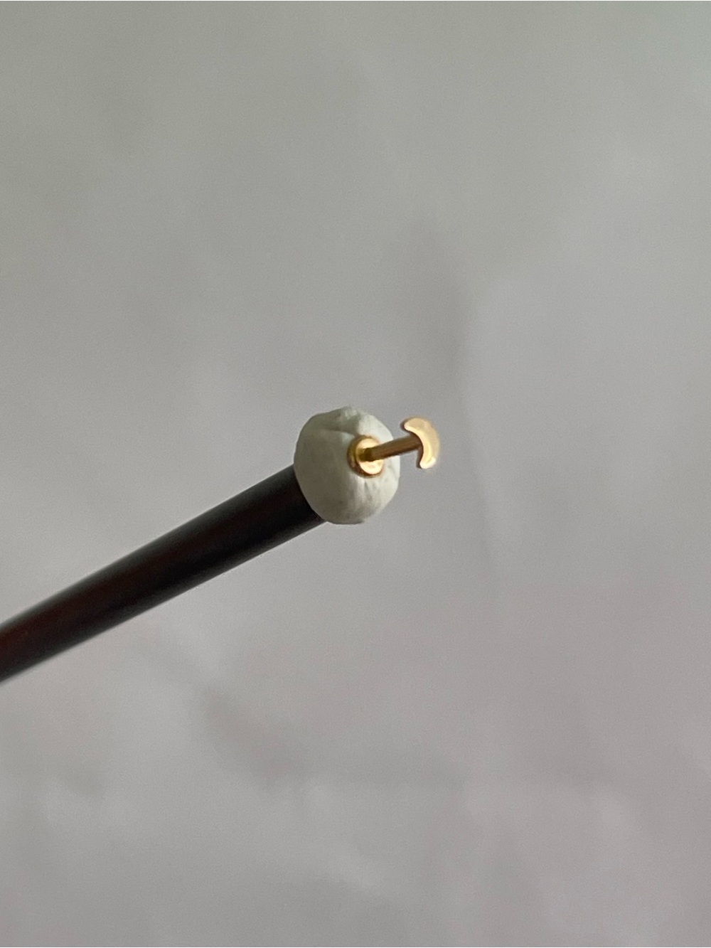 Gold Crescent Stud Flat Back Threaded Labret